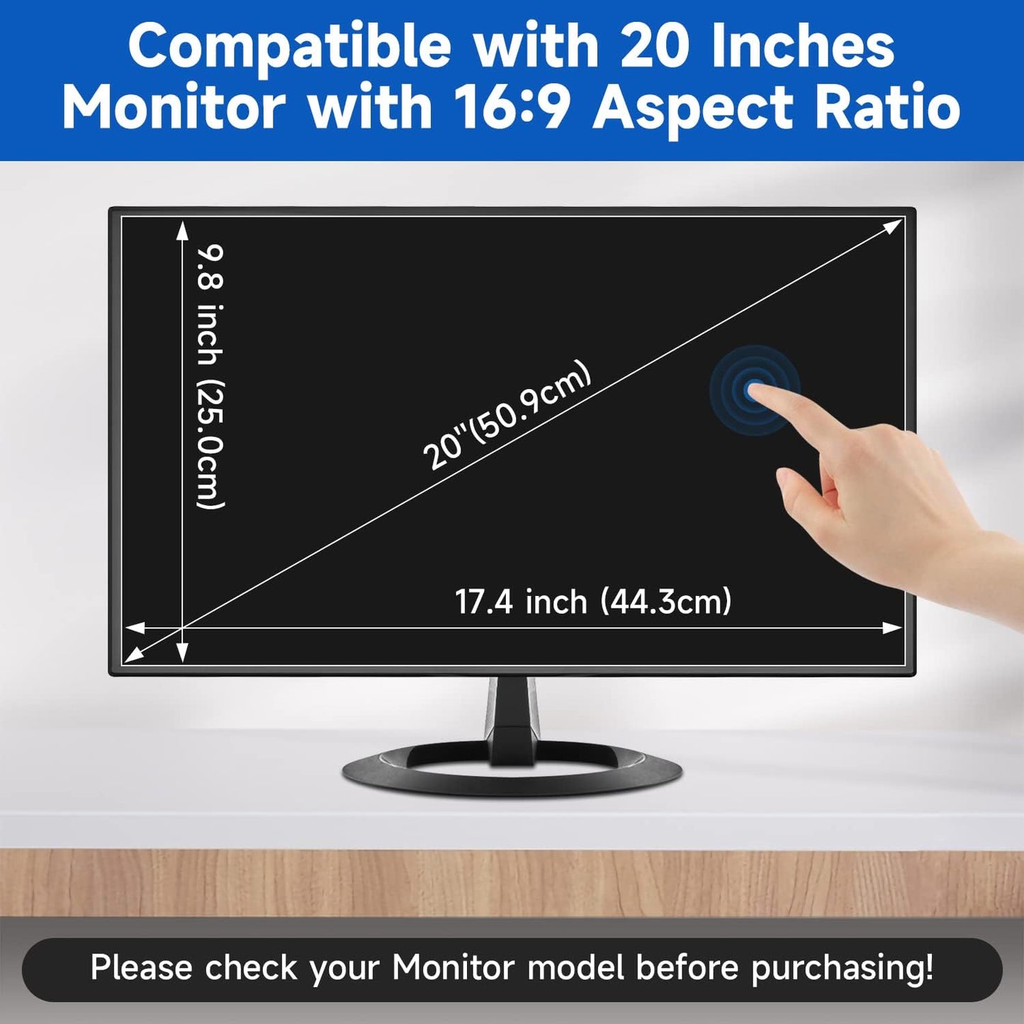 2 Pack 20 Inch Anti Glare Screen Protector, Eye Protection Anti Scratch Matte Anti Glare Film for 20'' with 16:9 Aspect Ratio Monitor