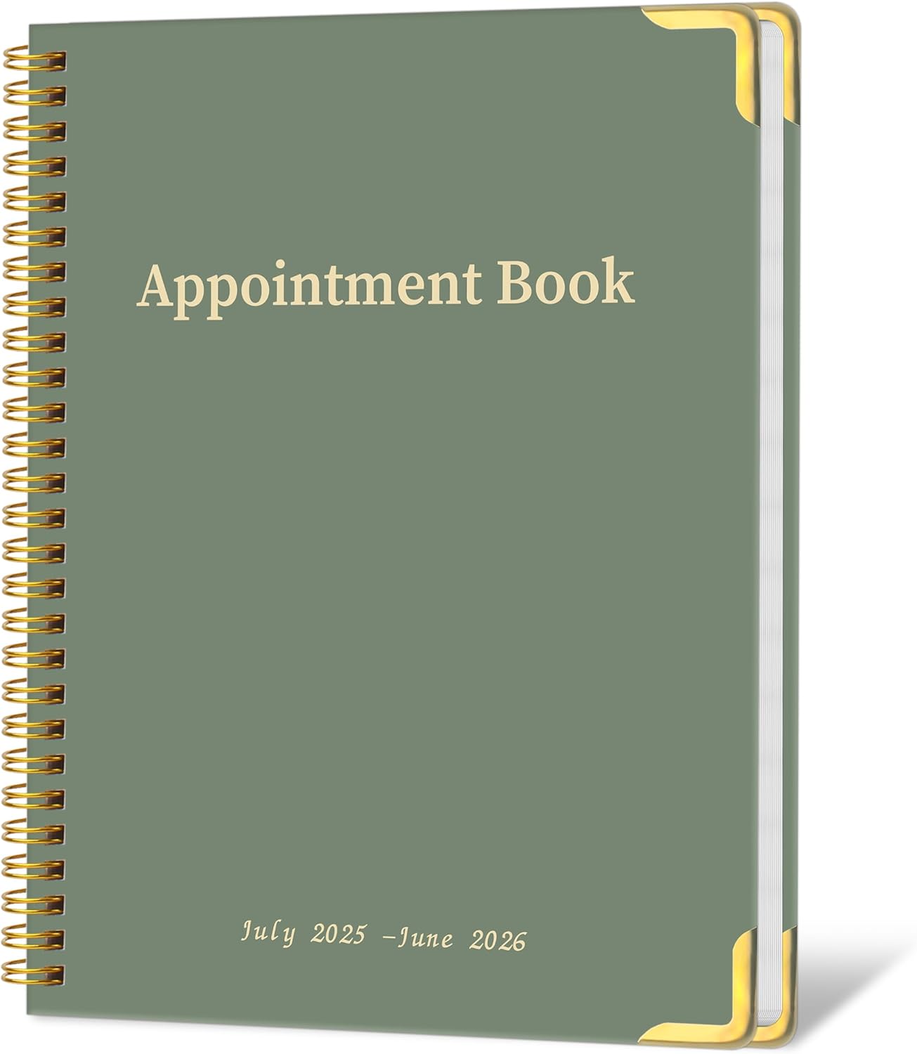 Appointment Book/Planner 2025-2026 - Daily Hourly Schedule Planner from 7am - 10 pm, Weekly & Monthly Hourly Appointment Book Calendar from July 2025 - June 2026, 9" x 11"-Green