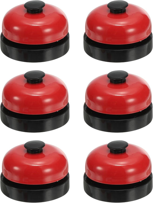 PATIKIL 6 Pcs Desk Call Bell 2.5" Dia with Metal Anti-Rust Construction Black/Red