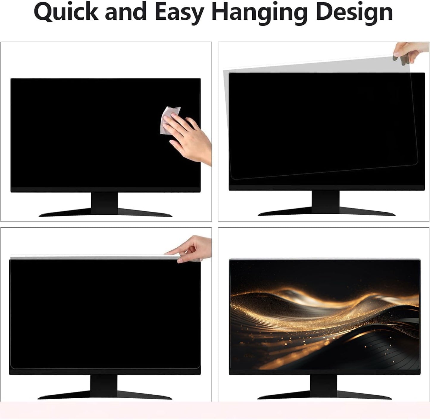 Hanging Computer Privacy Screen Protector Shield Compatible for 26/27 Inch Widescreen Desktop Monitor - Anti Glare & Blue Light Filter - Hanging Design for Easy On/Off