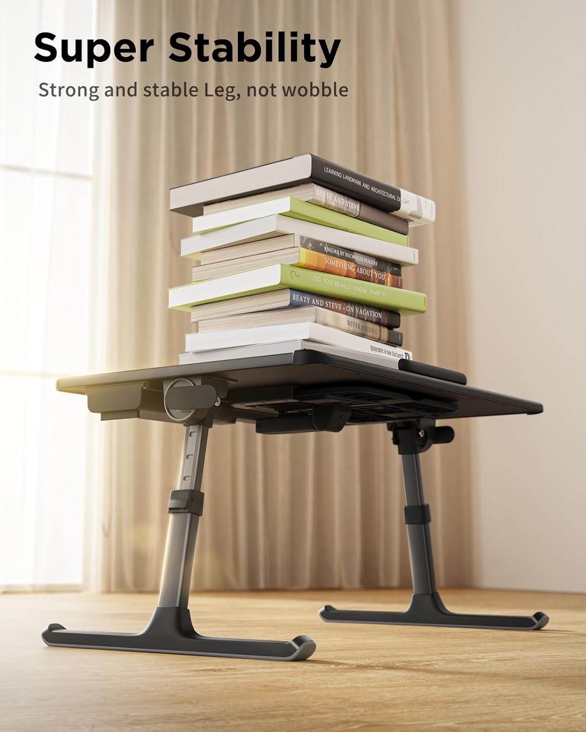 SAIJI Laptop Desk for Bed [Premium XXL Extra Large] with Upgraded Height Angle Adjustable Book Stand,Multi-Purpose Lapdesk Bed Tray Desk for Working Writing Reading Drawing (Black)