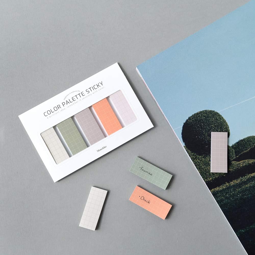 Monolike Color Palette Sticky Grid 500 A Set 4p - Self-Adhesive Memo Pad 30 Sheets