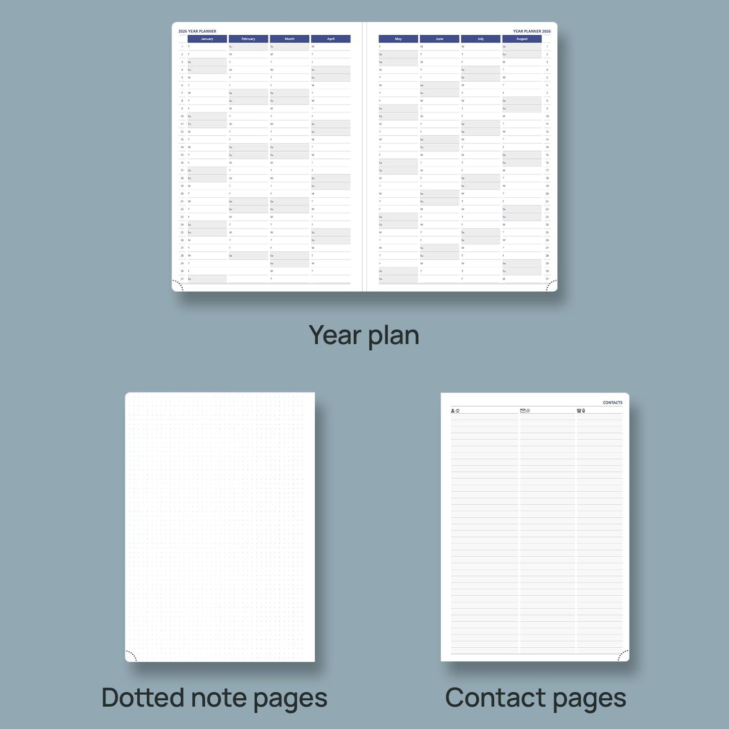 POPRUN 2026 Weekly Planner (A4 Size-8.25'' x 11.75''), 15-Minute Appointment Book (Jan 2026-Dec 2026) with Monthly Tabs, Inner Pockets, Pen Holder, PU Leather Softcover, 100GSM - Black