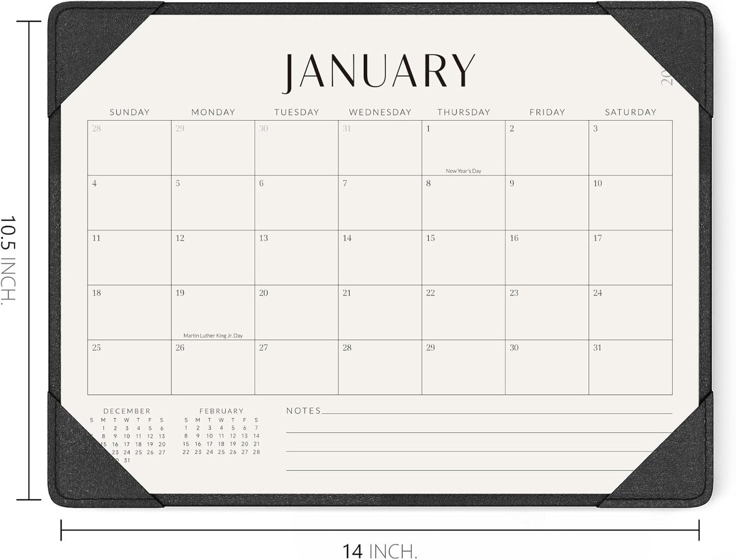 Jotsome Desk Calendar 2025-2026 with Desktop Mat, Desk Pad Calendar From Now to December 2026 14x10.5 inch, Desk Blotter Calendar for Home Office and School, Easy Planning, Black