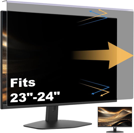 Hanging Computer Privacy Screen Protector Shield Compatible for 23.6/23.8/24 Inch 16:9 Widescreen Desktop Monitor - Anti Glare & Blue Light Filter - Hanging Design for Easy On/Off