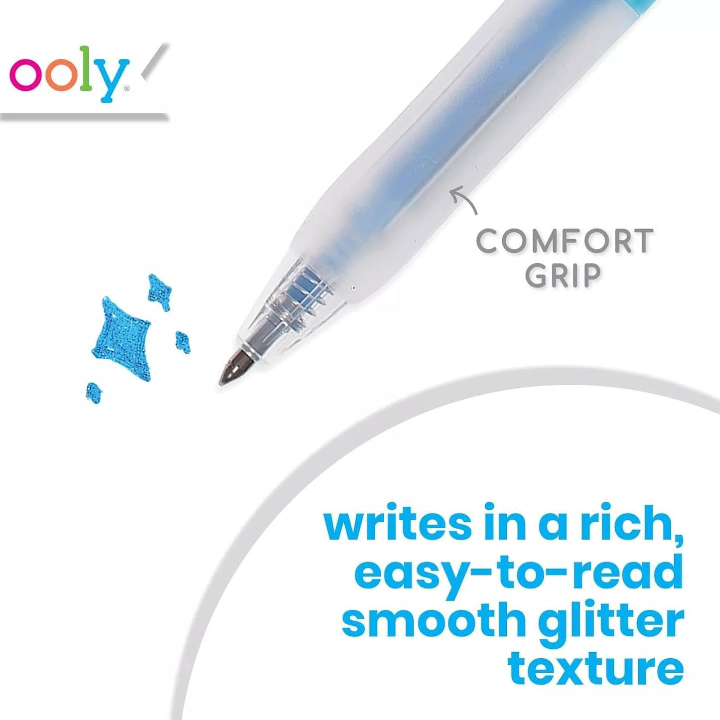 Ooly Oh My Glitter Gel Pens - Set of 12 Cute Art and Back to School Supplies for Girls, Planner Pen with Comfort Grip, Ideal Retractable Glitter Pens for Decorations & Office Use