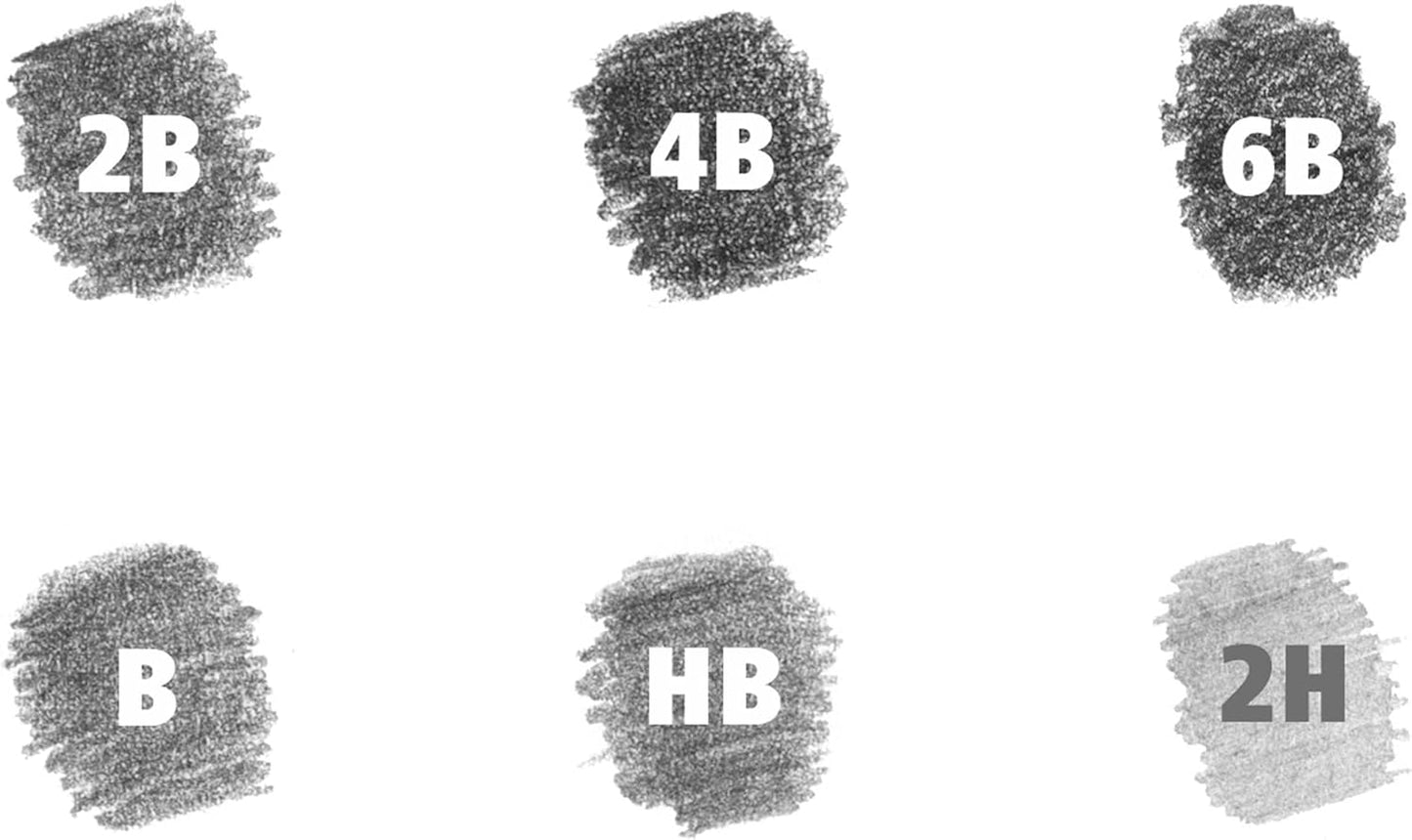 STAEDTLER Mars Lumograph Graphite Artist Sketch Set, 6 Degrees (6B, 4B, 2B, B, HB, 2H), Mini Mars Plastic Eraser, Metal Sharpener 61 100C8LU