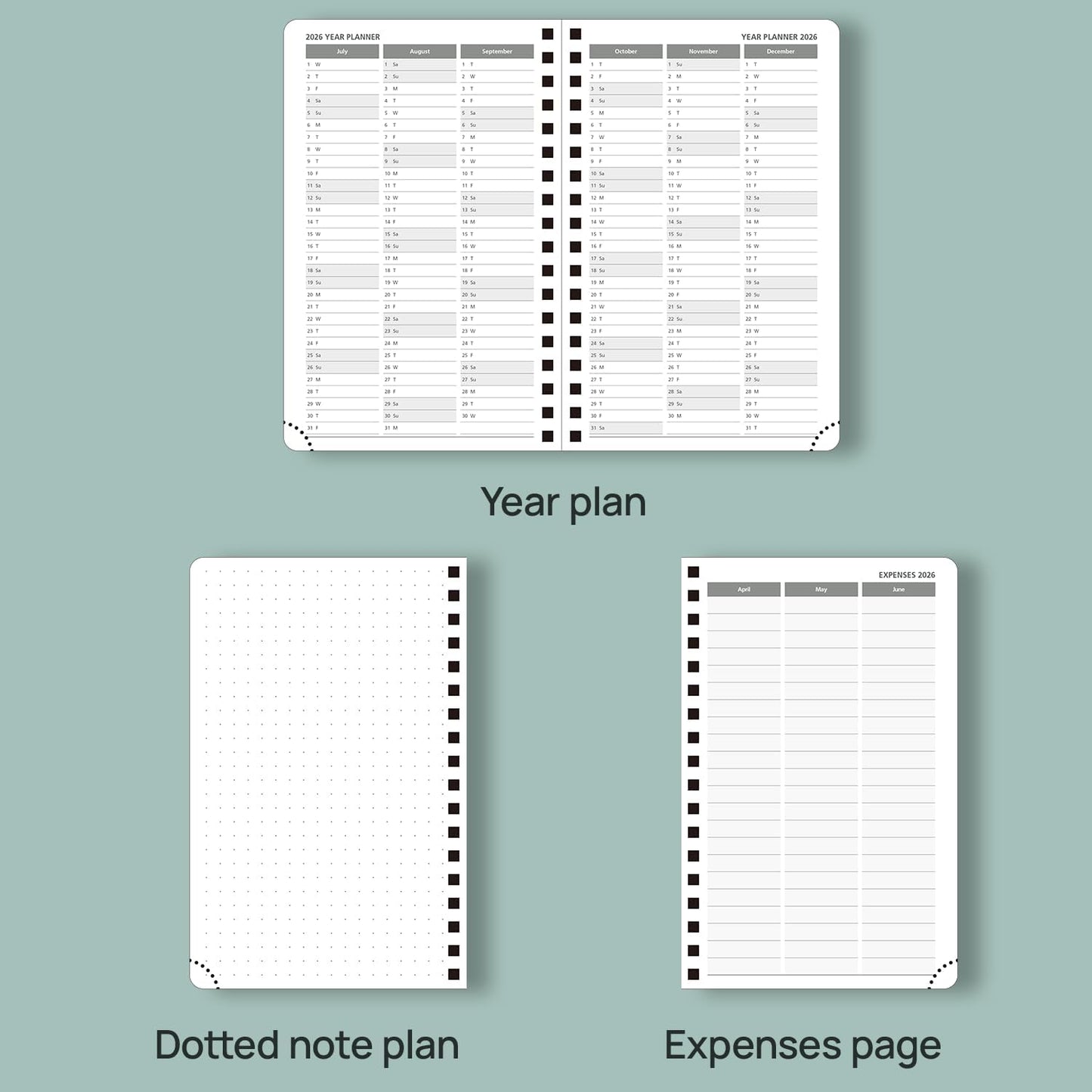 POPRUN Pocket Planner 2025-2026 (Spiral Hardcover - 4''x 6.25''), Daily Weekly and Monthly (July 2025 - June 2026) with Hourly Time Slots, for Purse, 100 GSM - Violet