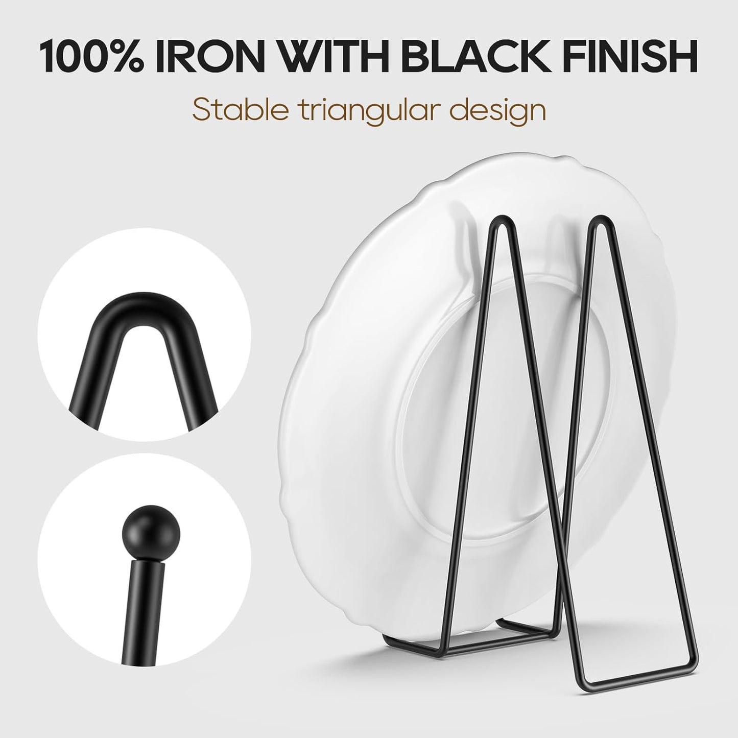 HONGYUTAI 3 Pack 12 Inch Plate Stands for Display Picture - Vinyl Table Top Display, Decorative Metal Frame Holders for Book , Photo and Platter, Tabletop Art, Black