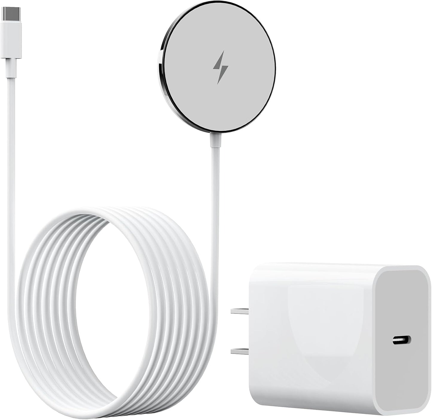 2025 Apple 15W Mag-Safe Charger 4FT Magnetic Wireless Charger 20W Fast Charging Block Compatible with iPhone17/16/15/14/13/12 Series & AirPods 4/3/2/Pro/for iPhone Wireless Charger Stand(white1p)