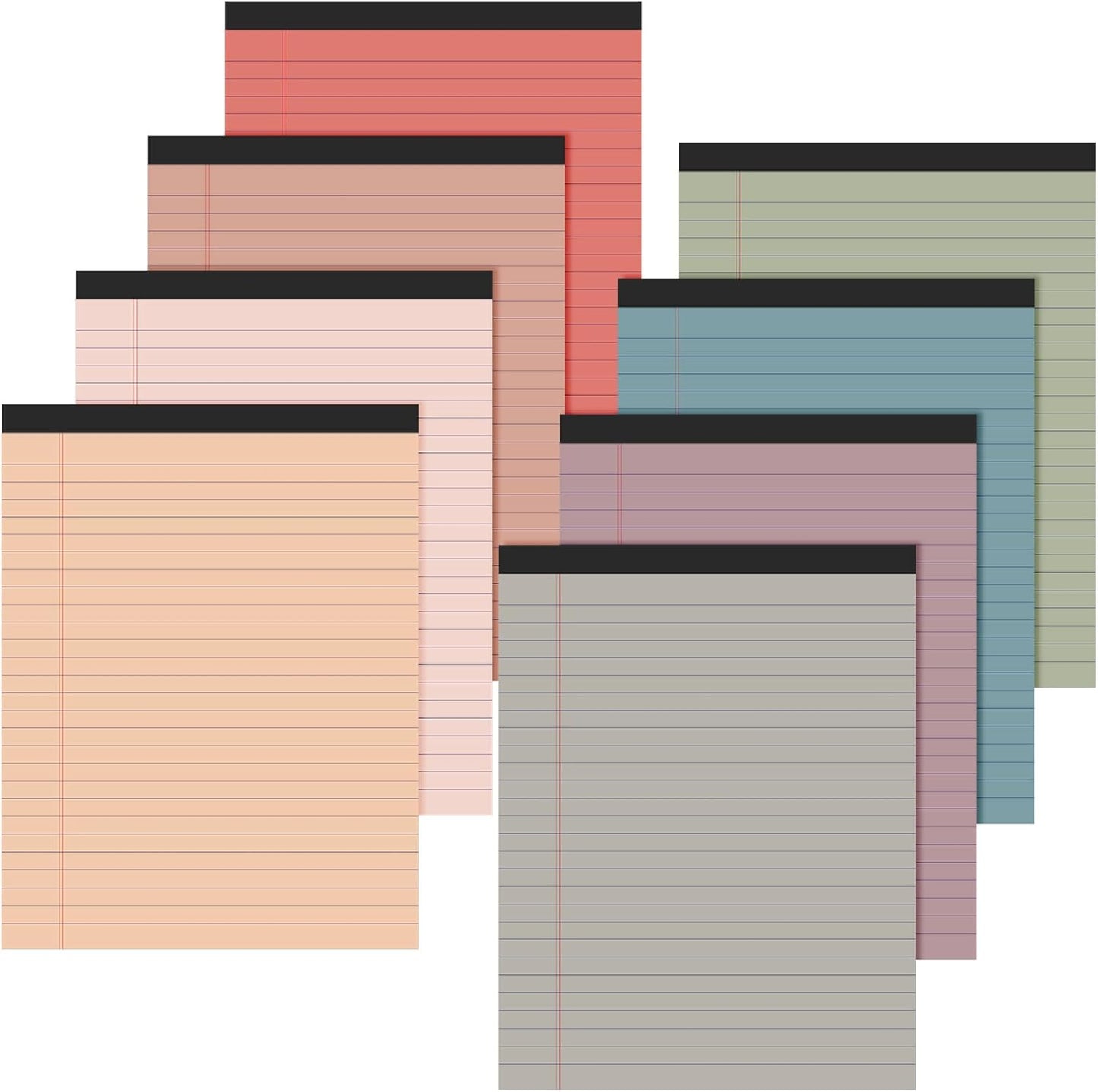 Fuutreo 8 Pcs 8.5'' x 11'' Colored Legal Pad Writing Pads Wide Ruled 50 Sheets Per Notepad Perforated Writing Notepad Office Supplies for School College Office Business (Retro Colors)