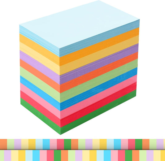 600 Count Colored Blank Index Cards, Unlined Index Cards 3x5，Flash Cards Learning Memo Scratch Pad, Heavy Notecards for Studying School Office Supplies