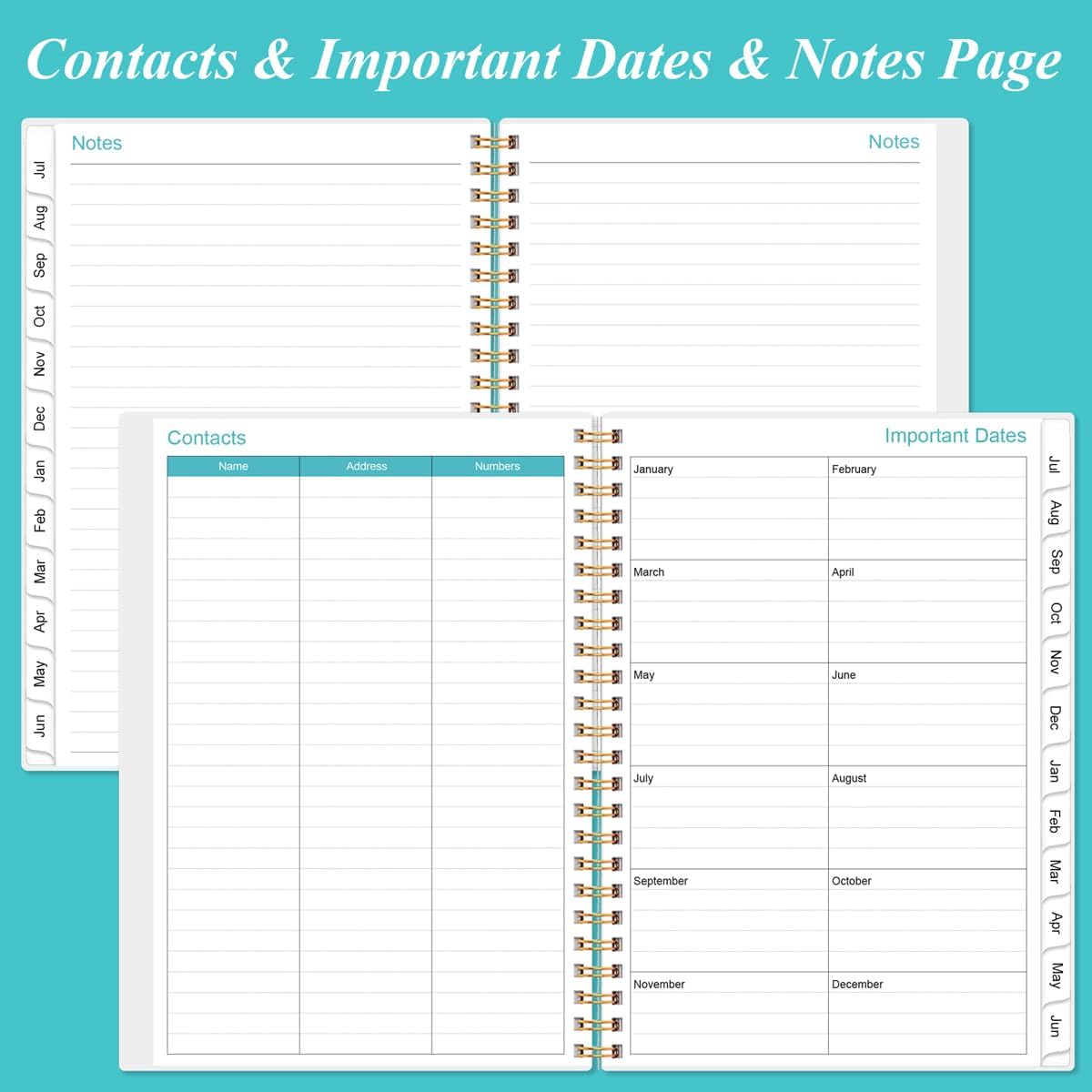 2025-2026 Daily & Monthly Planner - One Page Per Day, Daily Planner from July 2025 to June 2026, Planner 2025-2026 with 12 Monthly Tabs, 6.4" x 8.5", Rose Flower