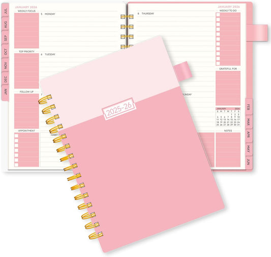 Planner 2025-2026 Weekly and Monthly, Academic Planner 2025-2026 for Teacher & Student, AIMPEAK Calendar Planners for Women, Daily Planners run from Jul.2025 - Jun.2026, Monthly Tabs, Pink, 5.5"x8.5"