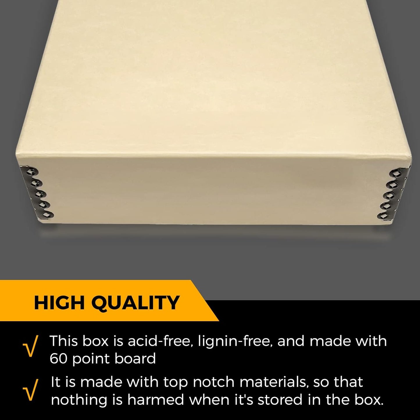 Golden State Art, Archival Storage Box, Acid-Free Drop Front Museum Box with Metal Edge for Storing Artwork Photos Documents Prints Arts And Crafts (Tan-9.75x12.75x 3 Inches)