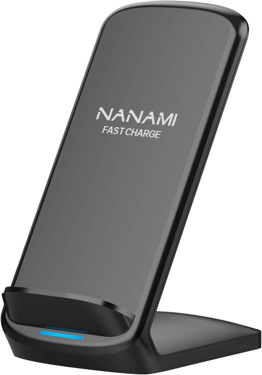 NANAMI Upgraded Fast Wireless Charger, Qi-Certified Wireless Charging Stand Compatible with Samsung Galaxy S25/S24/S23/S22/S21/S20 & Qi Phone Charger for iPhone 17/17 Air/16/16 Plus/16 Pro/15/14/13