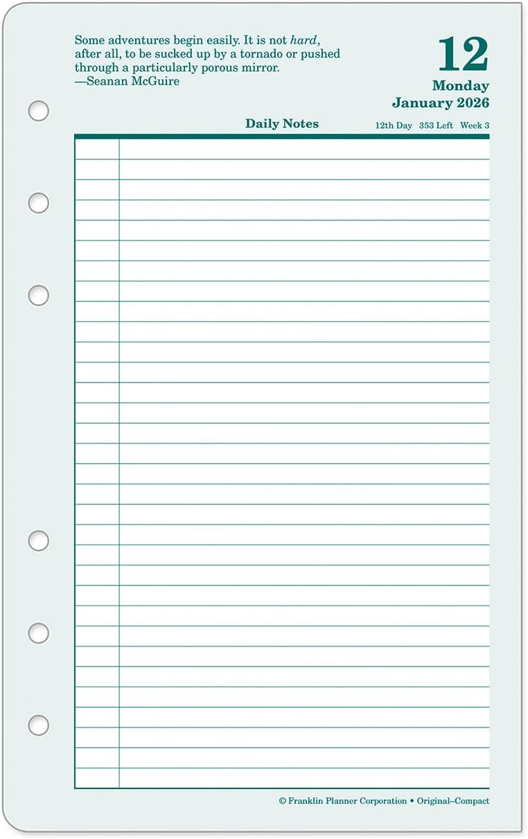 FranklinCovey - Original Two Page Per Day Ring-Bound Planner (Compact, Jan 2026 - Dec 2026)