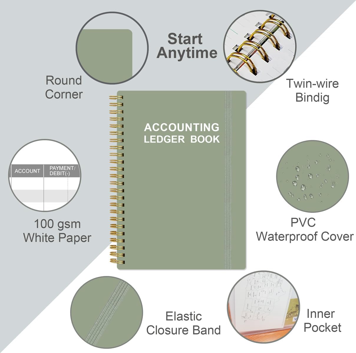 Bill Payment Tracker Notebook - Monthly Bill Organizer & Planner for Personal Budgeting Financial, Payments Checklist Organizer, 5.8" x 8.5", Green