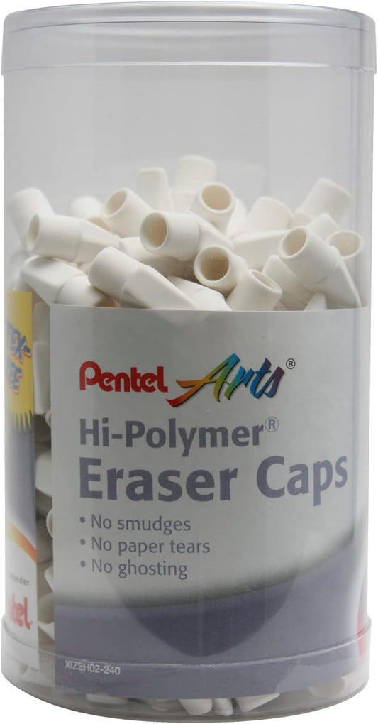 Pentel Arts Hi-Polymer White Cap Eraser, Canister Display - 240 Pieces (ZEH02-240)