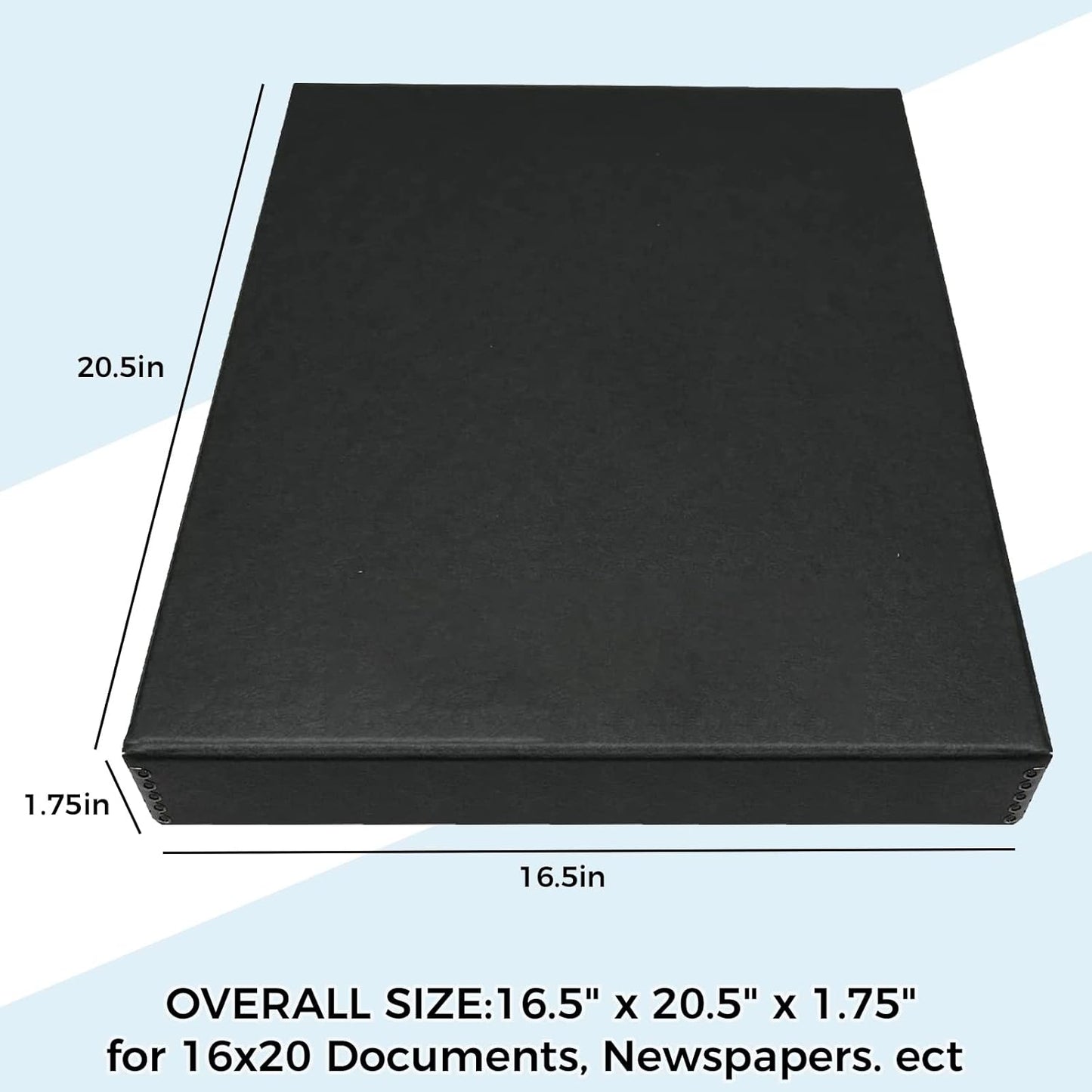 Golden State Art, Archival Folio Storage Box 16x20, Clamshell Design with Metal Edge, Preserve And Store Photos Documents Cards Prints Arts Crafts DIY, Black