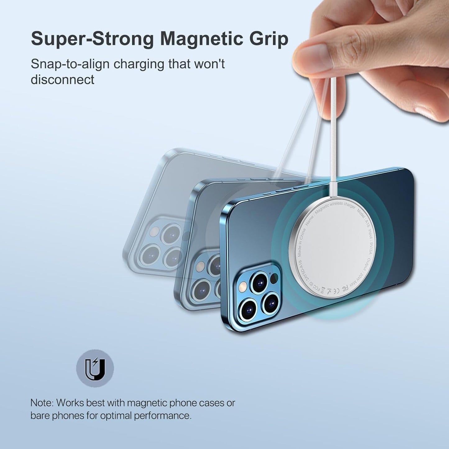 for MagSafe Charger Qi2 Certified,15W iPhone Charging Pad, 2-in-1 Wireless Charger Fast Charging iPhone 17/16/15/14/13/12 Series