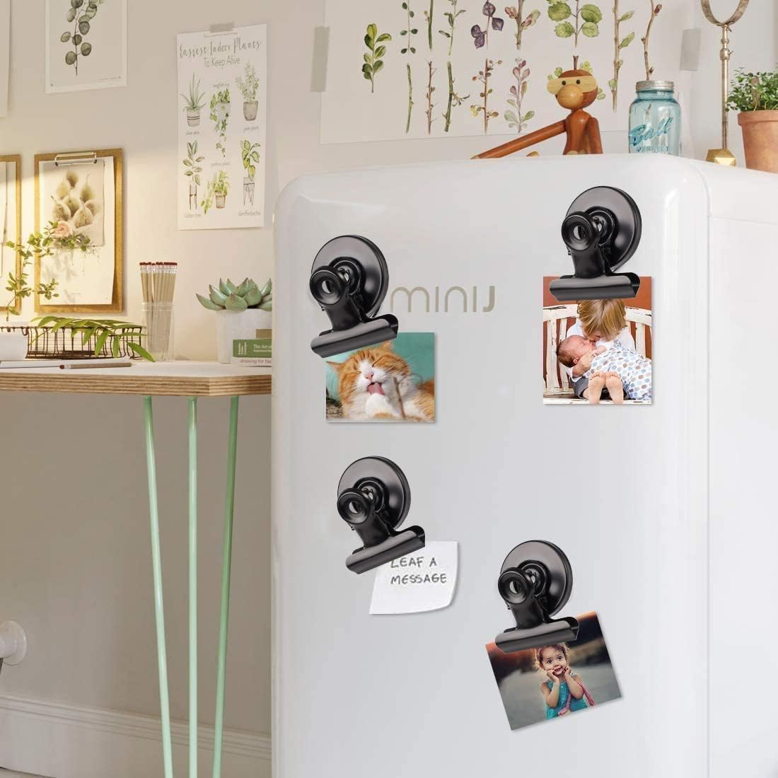 VNDUEEY 50 Pack Fridge Magnets Refrigerator Magnets, Magnetic Clips for Whiteboard Locker, Magnetic Paper Clips, Paperclip Dispenser Magnet Clips for Desk, School, Office (Black)