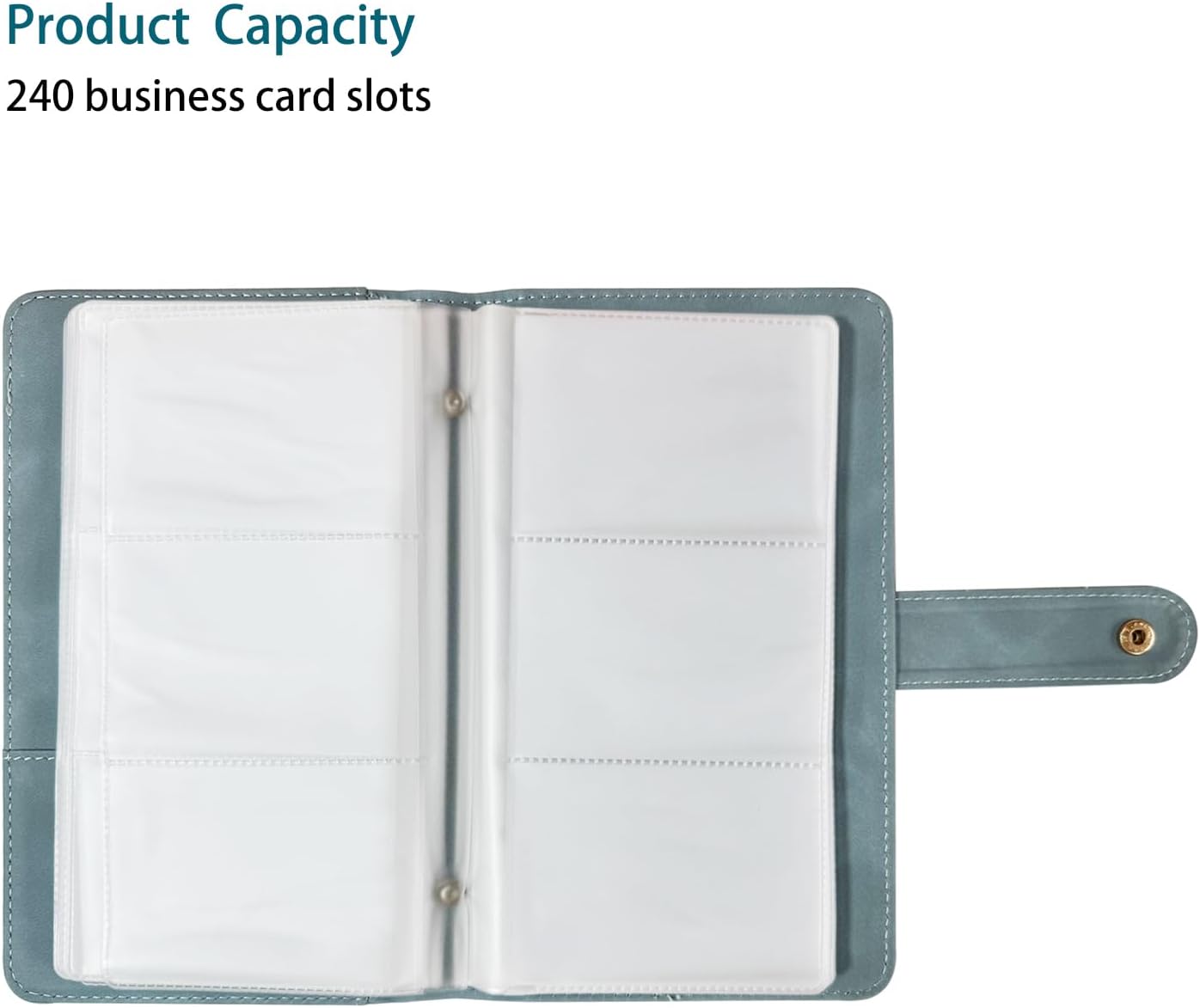 Leather Professional Business Card Holder Book Organizer, 240 Card Slots Capacity Booklet, Premium PU Name Cards Storage Folder with Soft Cover, Credit Card Binder Holder for Men/Women (Blue)