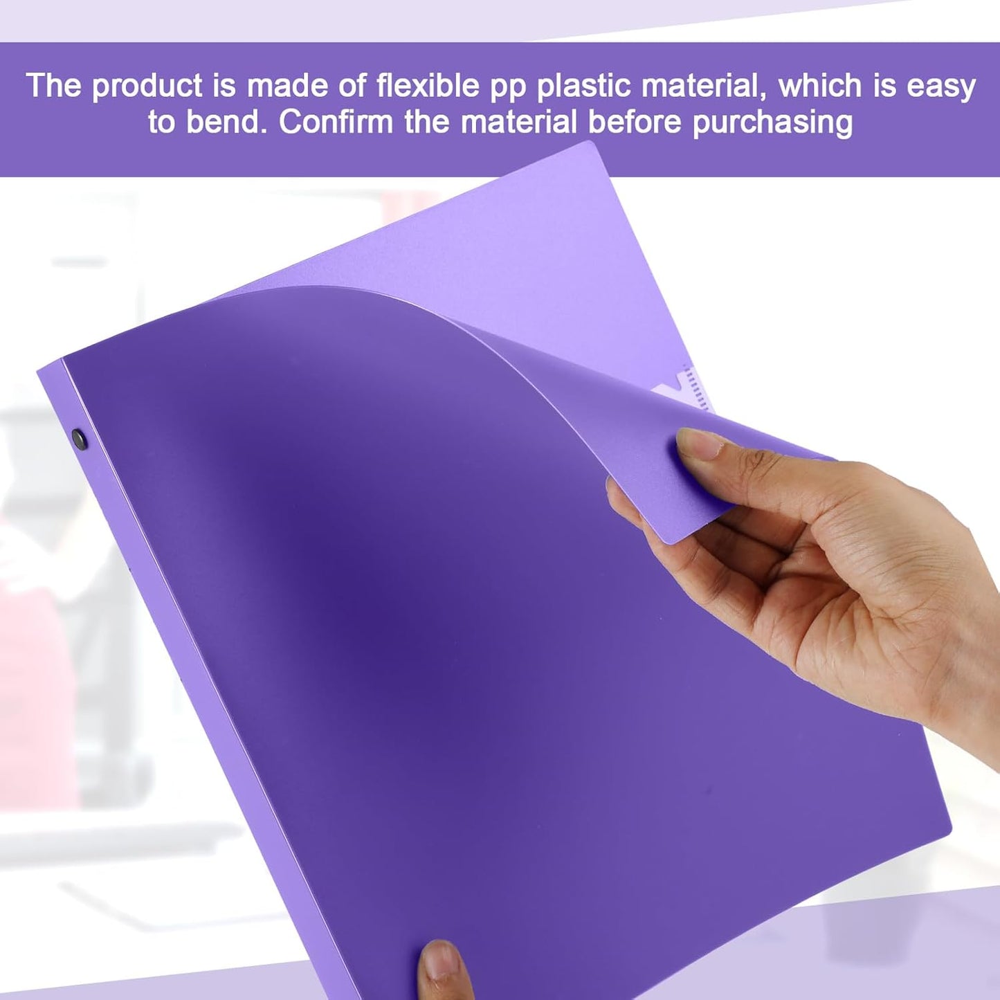 12 Pcs 1 Inch 3 Ring Plastic Binder Flexible Binders Bulk Fits Letter Size 8.5'' x 11'' Paper Holds up to 225 Sheets with 1 Pockets Versatile Binder for School Office Home (Purple)