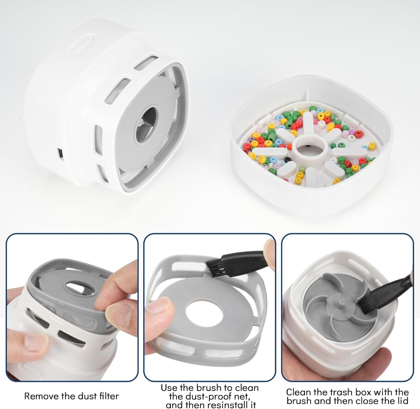 Desktop Vacuum Cleaner, Mini Table Dust Crumb Sweeper USB Charging for Cleaning Eraser Crumbs, Dust, Crumbs, Computer Keyboard and Car (White)