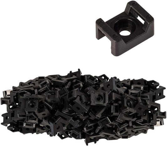 GTSE 100 Pack Of Black Screw Mounts, Zip Ties Up To 0.2" Wide, Saddle Type Zip Tie Anchors