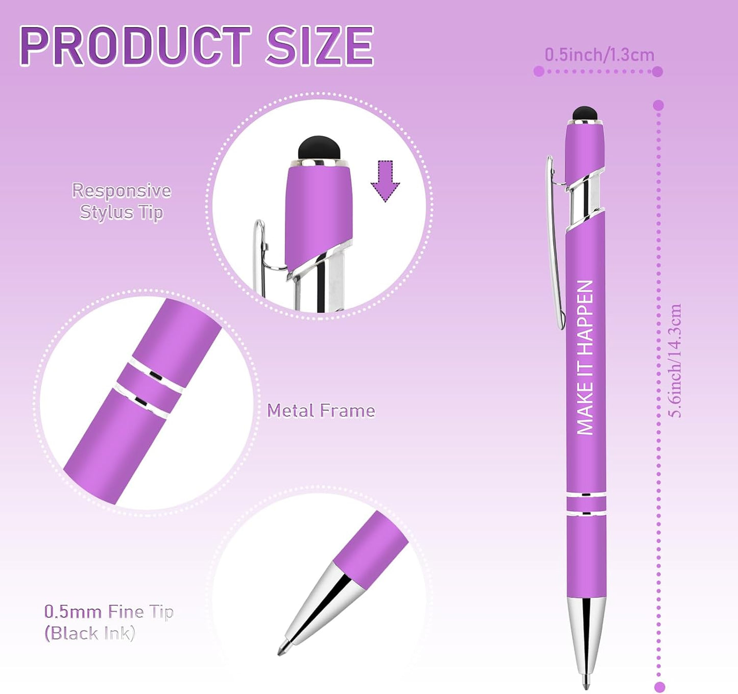 30 Pcs Inspirational Pens Bulk - Motivational Ink Ballpoint Pen with Quotes Stylus Tip Nurse Gifts for School Coworkers Office Supplies Black Ink