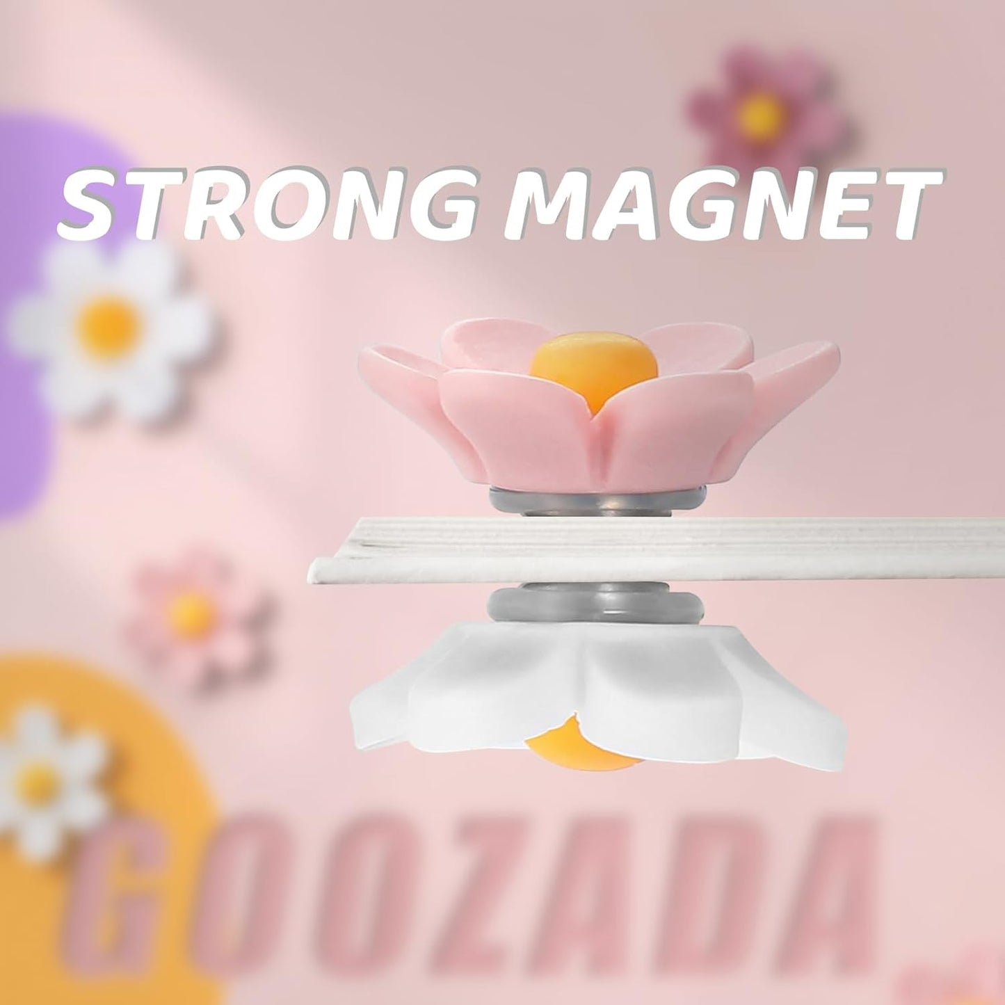 18Pcs Magnets Refrigerator,3 Colors 3D Cute Magnet, Resin Flower Decorative Magnets, Pink Fridge Magnet for Refrigerator Locker Whiteboard Office Kitchen(9 Small+9 Medium)