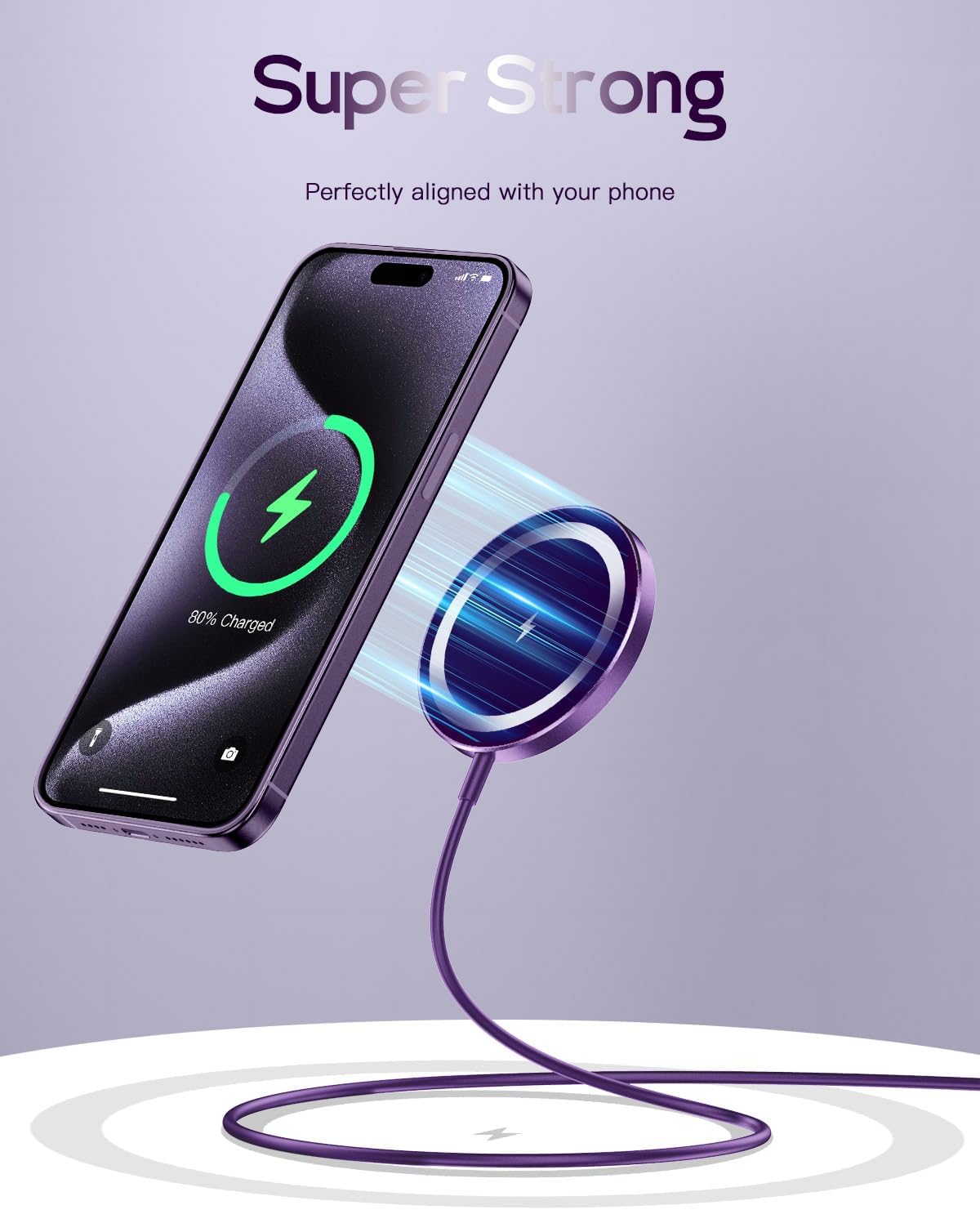 for Mag-Safe Charger, Magnetic Wireless Charger Made for iPhone 17/17 Pro/17 Pro Max/Air/16/15/14/13/12 Series, Mag Safe Charging Pad for AirPods Pro 3 2 (Purple)