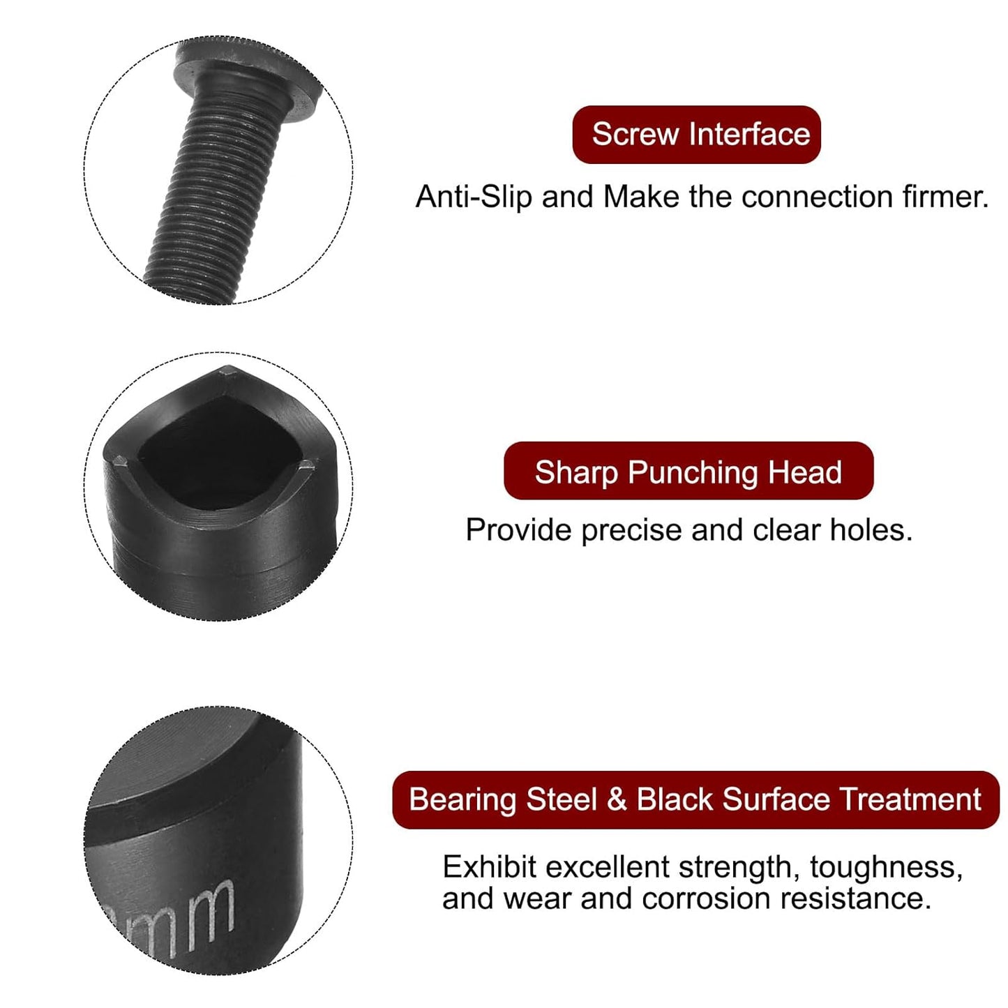 HARFINGTON Sheet Metal Punch Hole Punch 15.2mm Bearing Steel Precise Cutting Manual Knockout Kit with External Hex Shank for Metal Steel Plate Sink Stainless Steel, Black