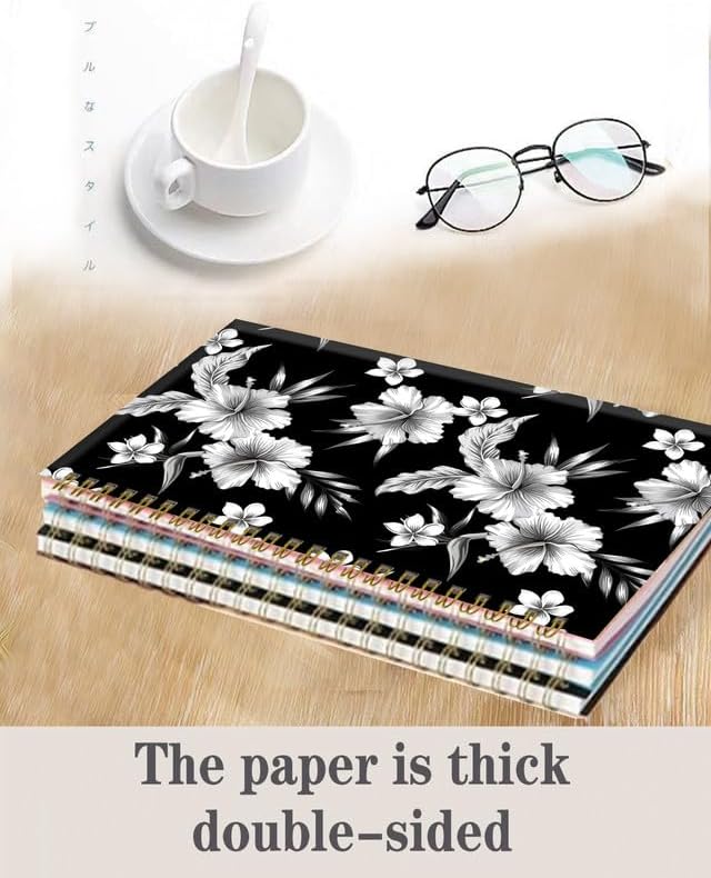 Spiral Journal Notebook,A5 Hardcover Lined Journals for Women Girl 6 x 8.3 in,120 Pages Thick Paper,Cute College Ruled Writing Notebook for Gifts Office Work School(Tropical Hibiscus Flower)