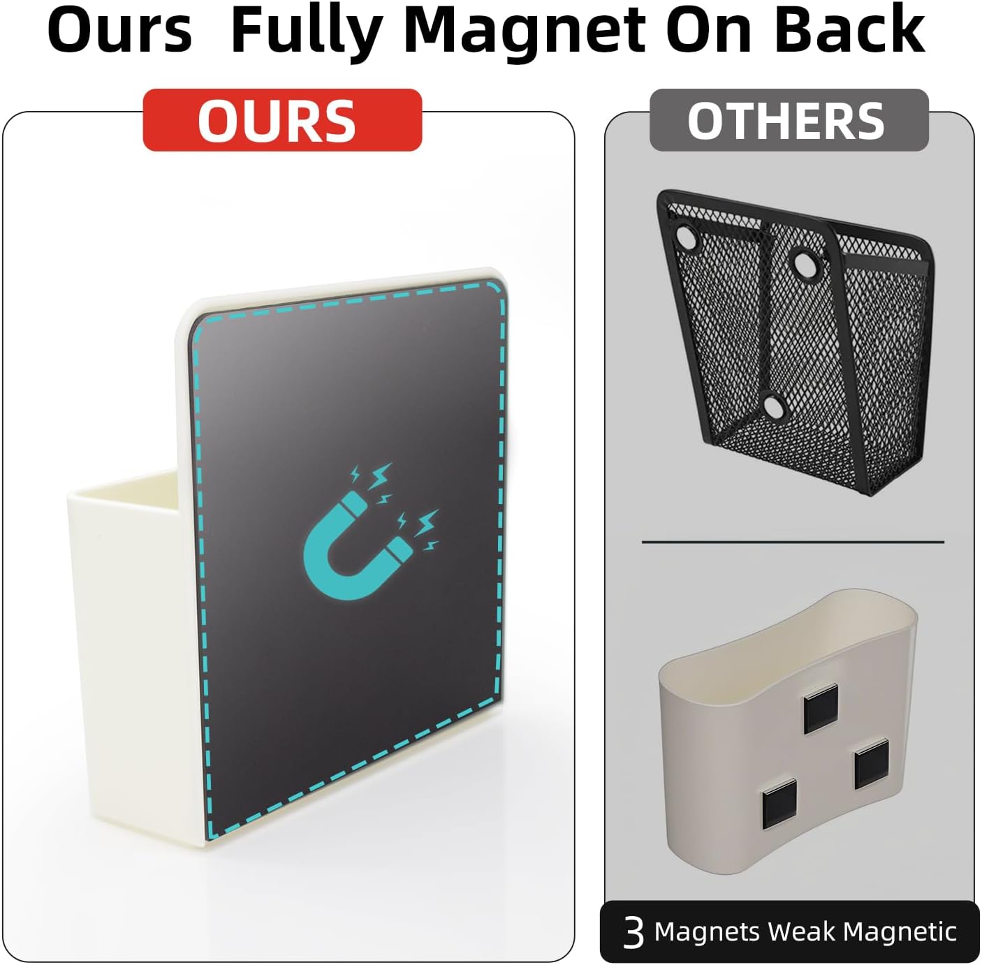 Magnetic Pen Holder,2 Pack Magnetic Dry Erase Marker Holder with Generous Compartments,Strong Magnet Storage Marker Pen Pencil Organizer for Refrigerator,Whiteboard,Locker Accessories