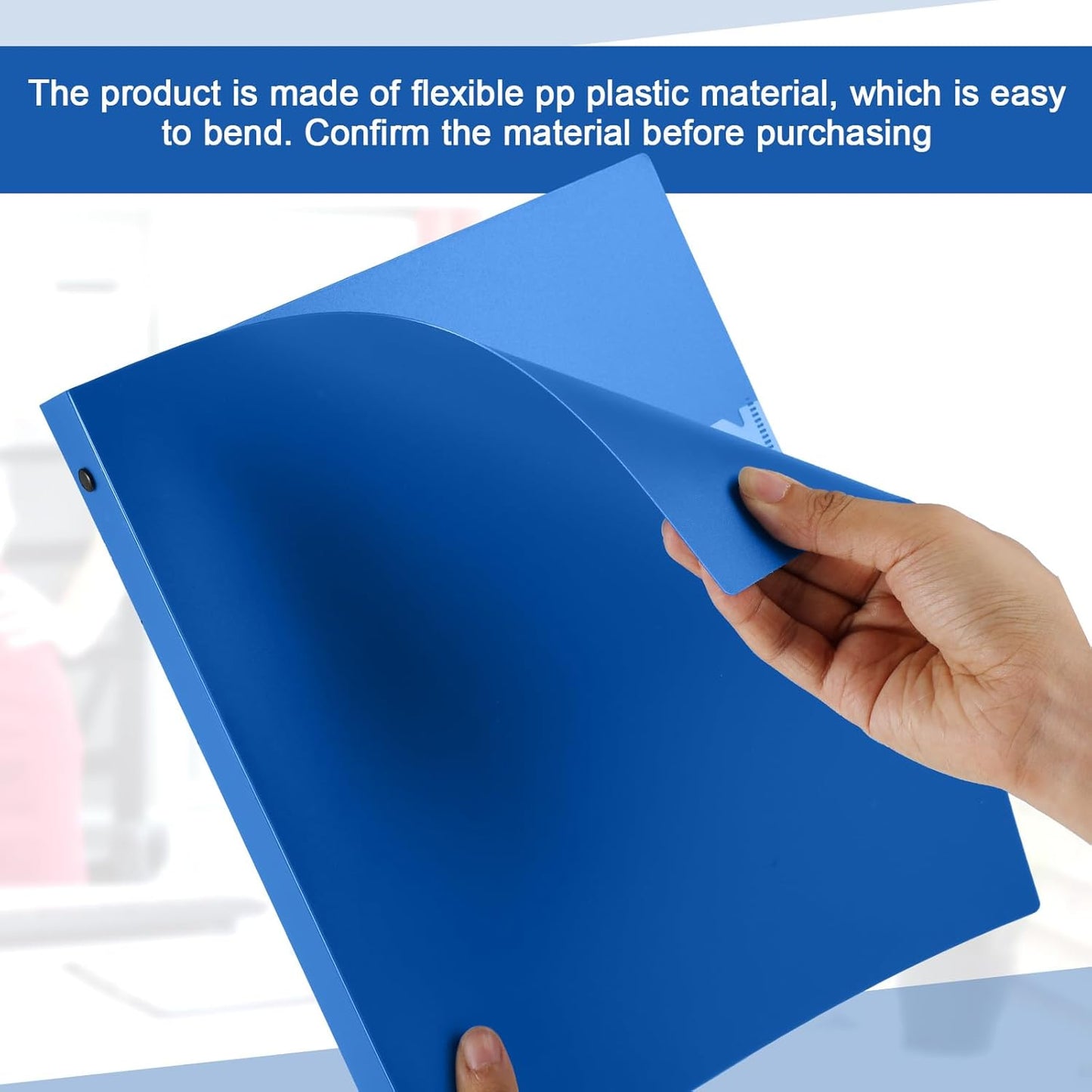 12 Pcs 1 Inch 3 Ring Plastic Binder Flexible Binders Bulk Fits Letter Size 8.5'' x 11'' Paper Holds up to 225 Sheets with 1 Pockets Versatile Binder for School Office Home (Blue)