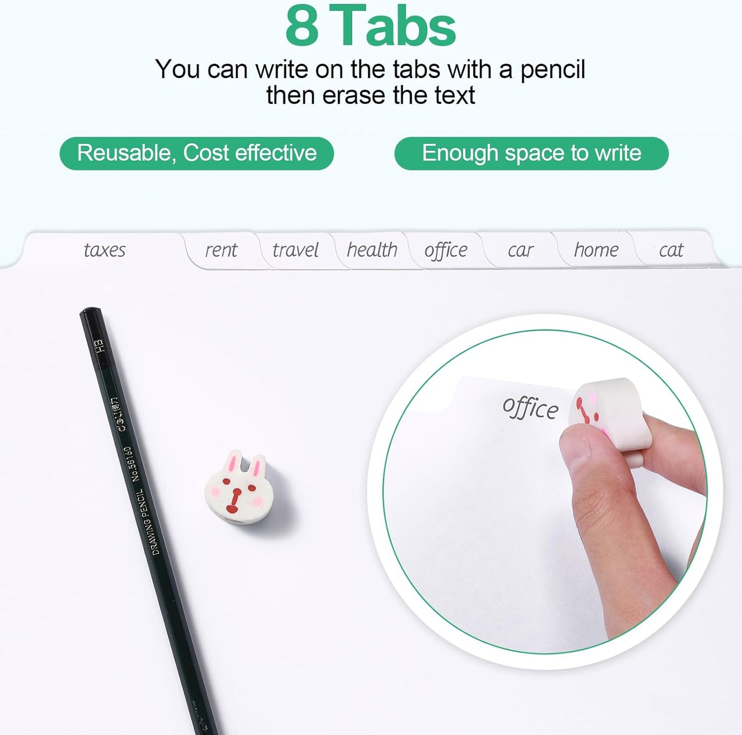 Geyoga 400 Pieces 50 Sets 3 Ring Binder Dividers with Tabs 11. 5 x 9 Inch 8 Tab Dividers for 3 Ring Binders Letter Size Page