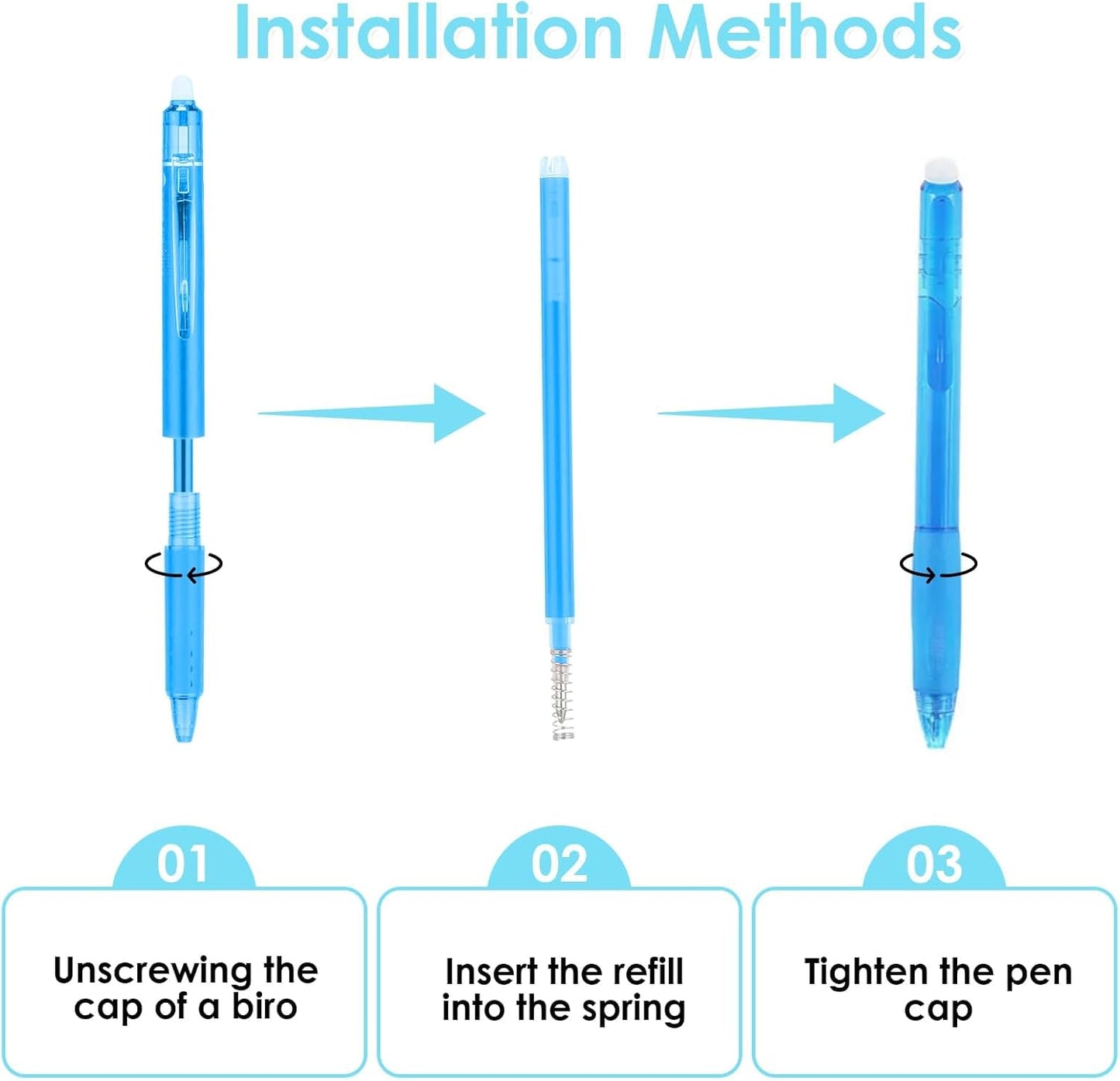 0.7 mm Erasable Gel Ink Pen Refills Compatible with Frixion Friction, Smooth Writing Multicolor Retractable Fine Point Pen Refill for School Office Home Art (8 Colors, 16)