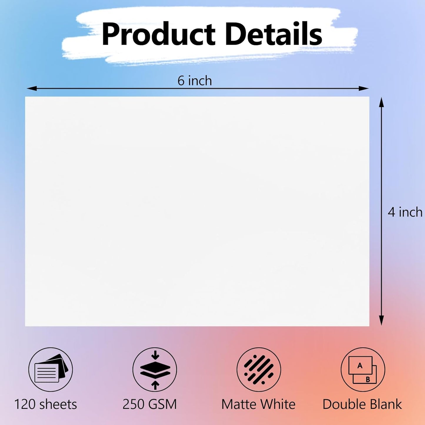 Utron 110 Sheets 4x6 Cardstock, 270 GSM Blank Postcard Paper, Matte White Printable Postcards for Making blank Index cards, Wedding Invitation cards, Thankyou Cards