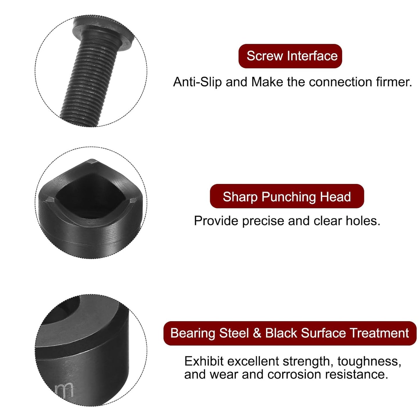 HARFINGTON Sheet Metal Punch Hole Punch 19mm Bearing Steel Precise Cutting Manual Knockout Kit with External Hex Shank for Metal Steel Plate Sink Stainless Steel, Black