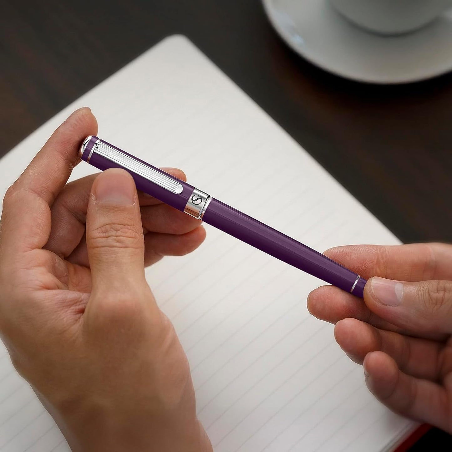 Scriveiner Dark Purple Rollerball Pen - Stunning Luxury Pen With Chrome Finish, Schmidt Ink Refill, Best Roller Ball Gift Set for Men & Women, Professional, Executive Office, Nice Pens