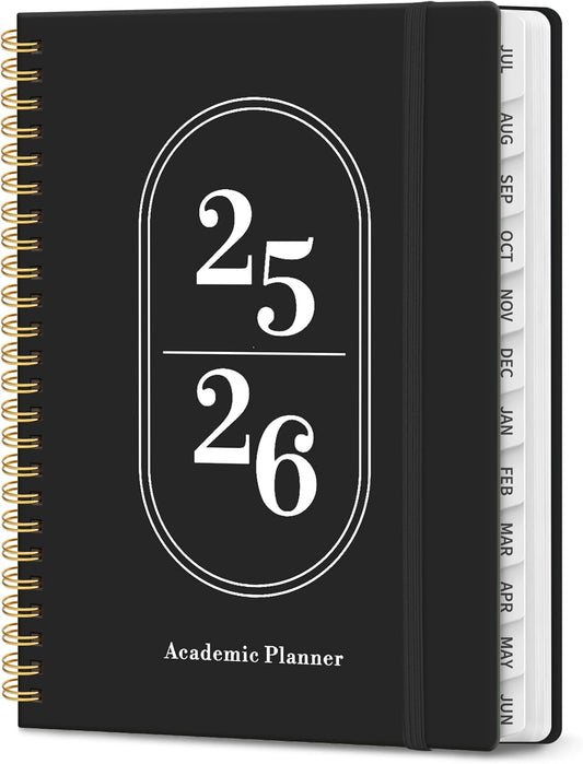 Planner 2025-2026, Academic Year Weekly and Monthly Calendar Planner, July 2025 - June 2026, Spiral Bound School Planning Tool, Perfect for Teacher, Student, Woman & Men - A4 (8.5" x 11"), Black