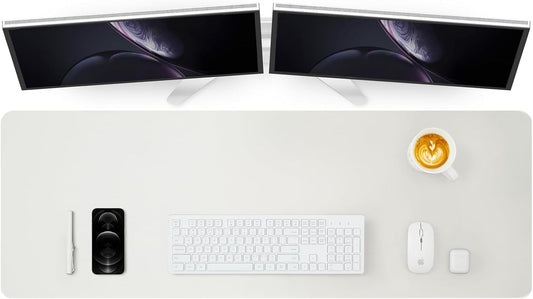 Large Desk Mat - 47.2"x 17" Non-Slip PU Desk Pad for Office and Home - Ideal for Large Mouse Pad and Desk Mats on Top of Desks(White)