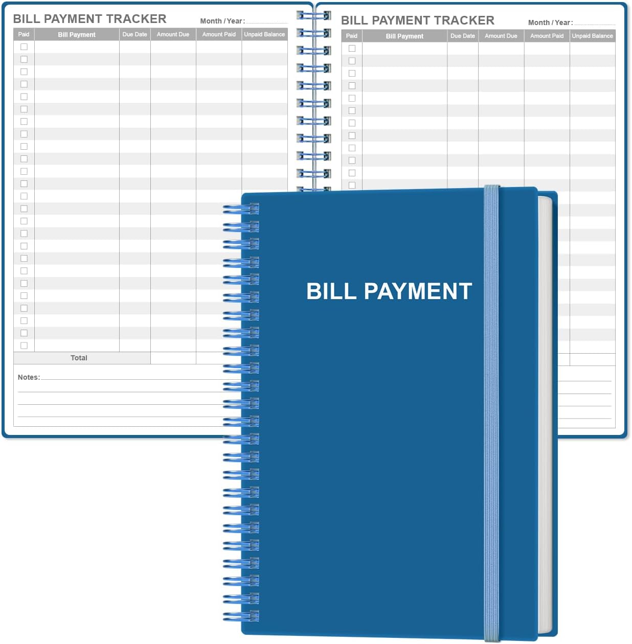 Bill Payment Tracker Notebook - Monthly Bill Organizer & Planner for Personal Budgeting Financial, Payments Checklist Organizer, 5.8" x 8.5", Blue