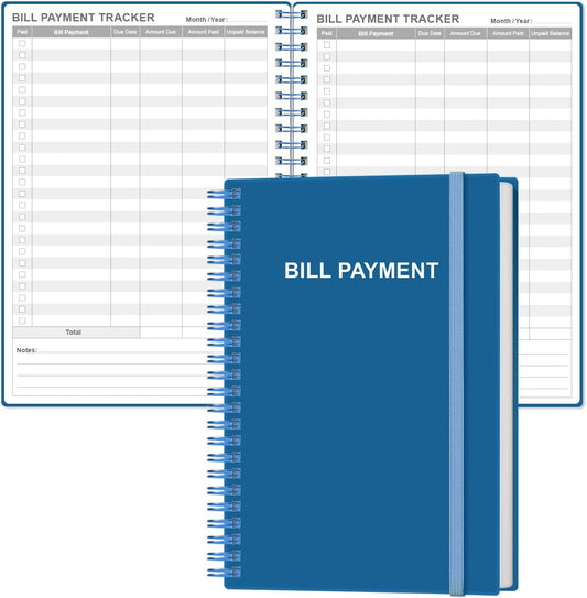 Bill Payment Tracker Notebook - Monthly Bill Organizer & Planner for Personal Budgeting Financial, Payments Checklist Organizer, 5.8" x 8.5", Blue