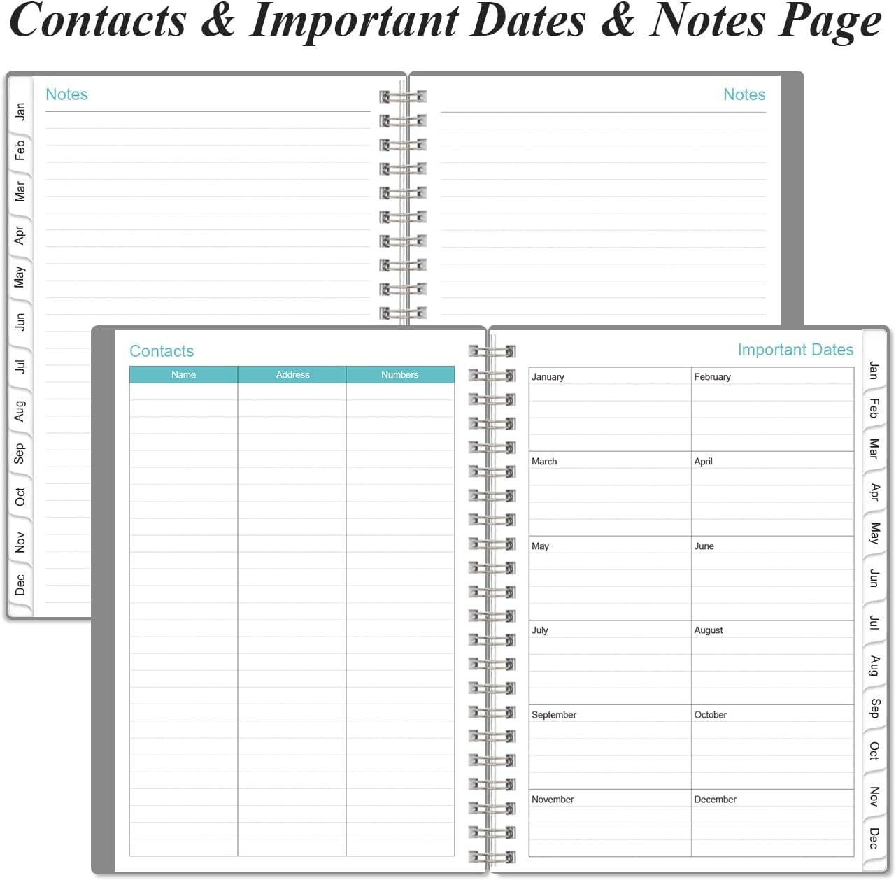 2026 Planner - Weekly and Monthly Calendar Planner from Jan 2026 - Dec 2026, Planner 2026 Spiral Bound with 12 Monthly Tabs, Inner Pocket, Perfect for School Office Supplies, 6.4" x 8.5", Grey-C