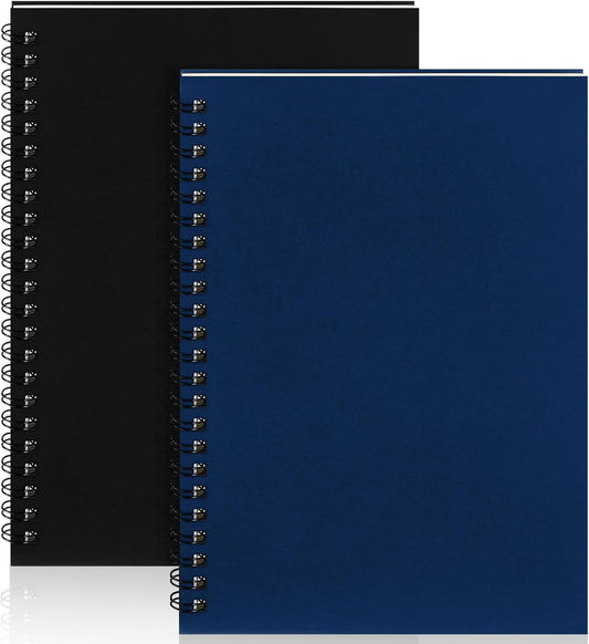 Yahenda Spiral Notebook Bulk A5 Journal Lined 8.3'' x 5.5'' Writing Composition Paper Small Notepad Subject Notebook for Students Office Business Back to School Supplies(Black, Deep Blue,2 Pcs)