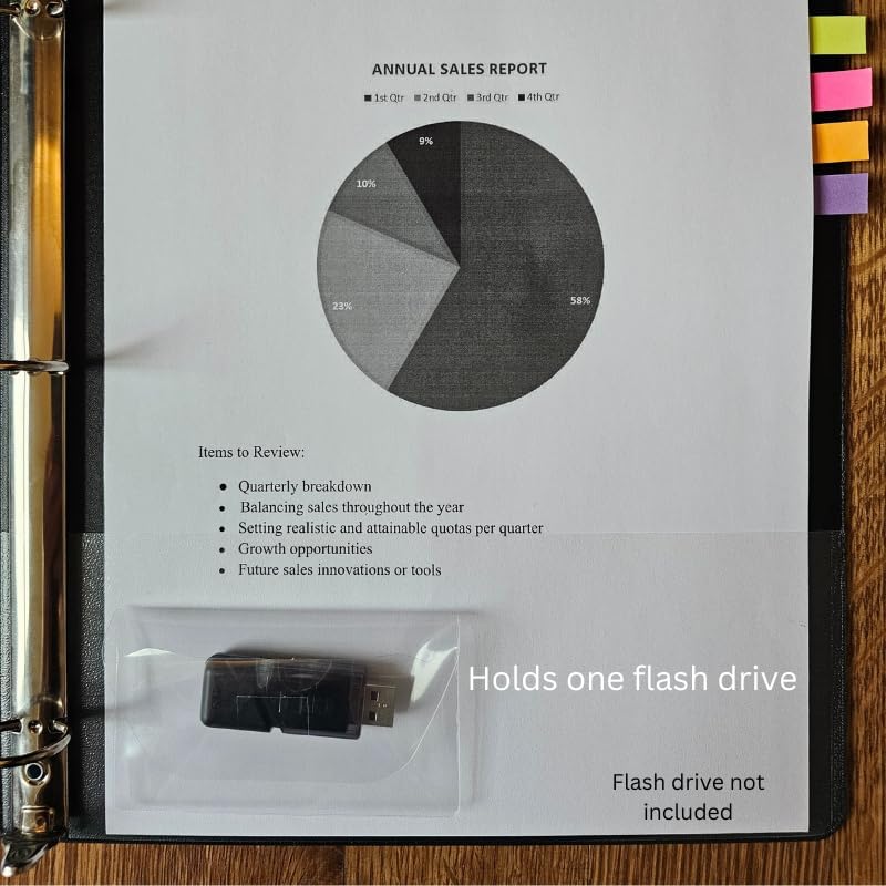 Business Card Pocket - Flash Drive Pocket - Self Adhesive - Open Long - Resealable Flap - BIS10130 (300-Pack), Clear