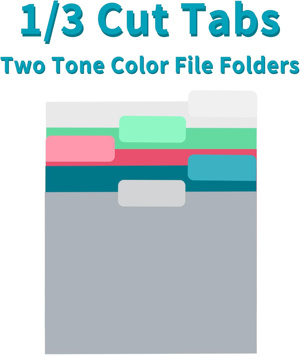 100 Packs Colored File Folders,Grey File Folders,Two Tone Color File Folder 8.5 x 11 Inch,1/3 Cut Tabs Letter Size,Manila File Folders for Office,School and Home,Organization
